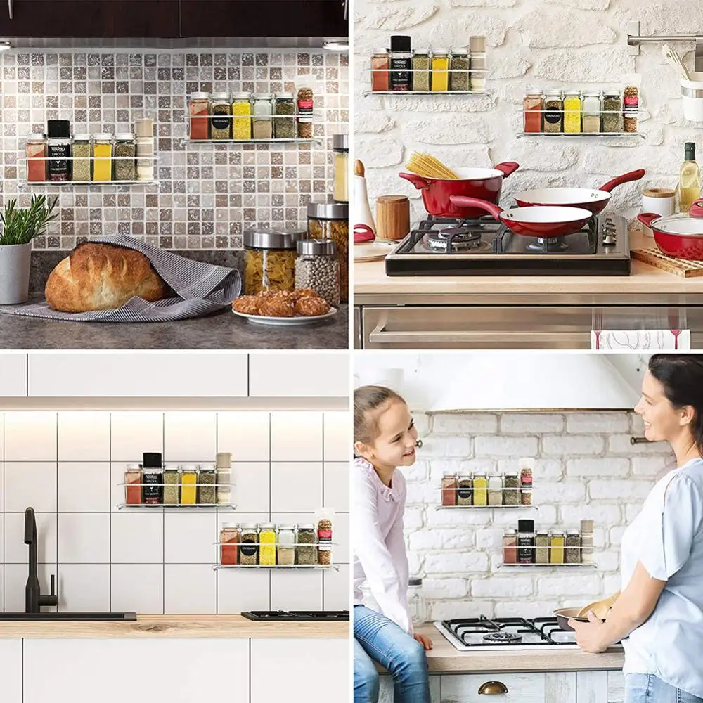 Настенный органайзер для специй 2 шт. металлическая подвесная стойка однослойная