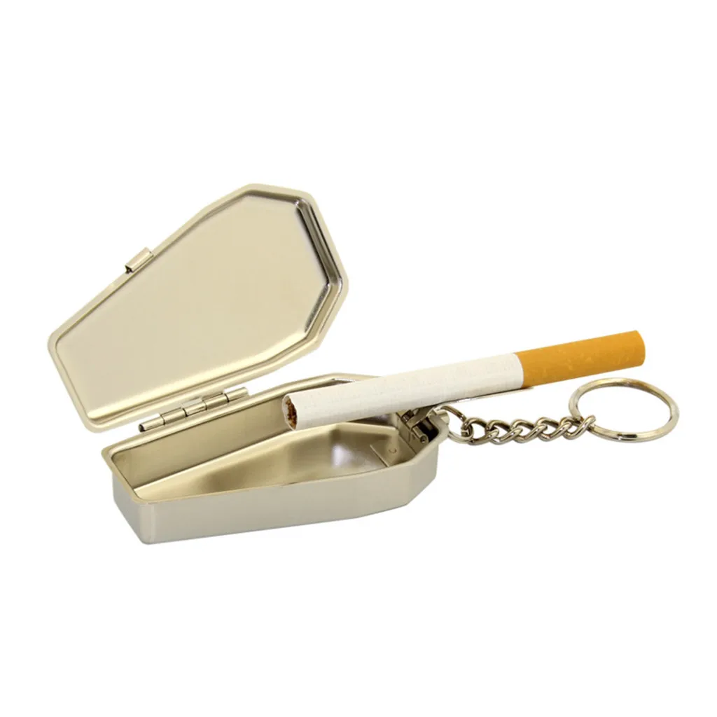 

High Quality Mini Tinplate Coffin Shape Pocket Ashtray Portable Ash Tray with Lids Travel Auto Smoking Ash Organizer
