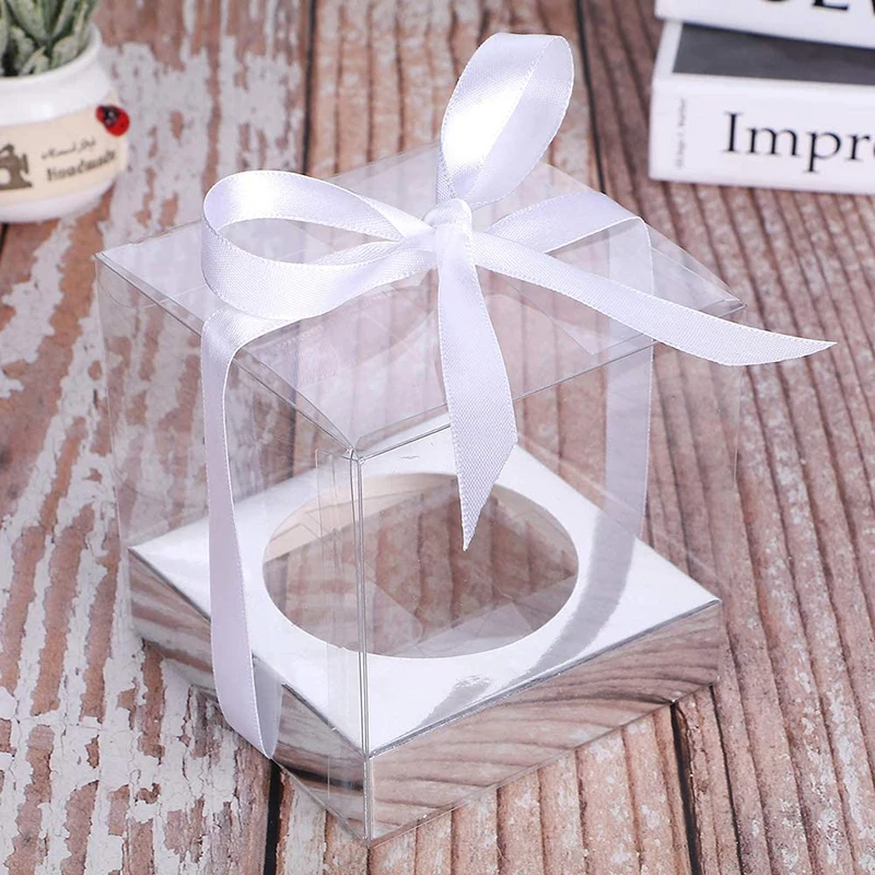 12pcs Transparent Cake Box Flower Gift Birthday Party Anniversary Dessert Storage Boxes Pvc Packaging 9x9x9cm | Дом и сад