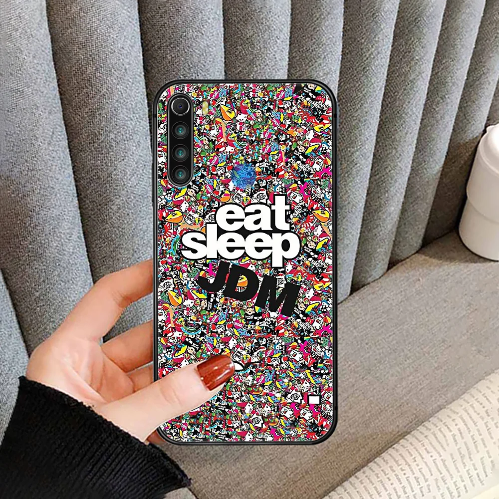 

Eat sleep JDM Phone Case cover For XIAOMI Redmi Note 3 4 4X 5 6 7 8 9 Pro T S max black back luxury hoesjes painting cover 3D