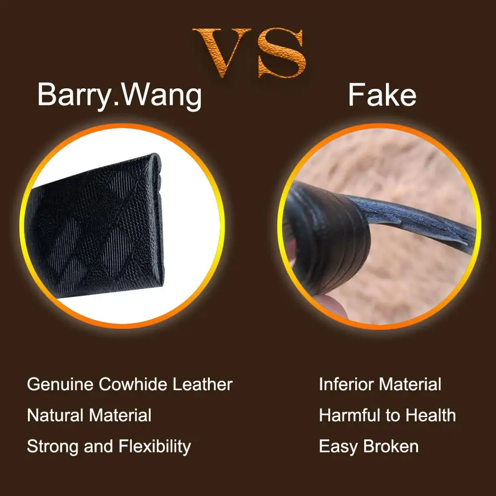 

WK-2180 Barry.Wang Black Leather Belt Gold Automatic Buckle Square Ratchet Buckle Belts Men Cowhide Waist Strap for Wedding