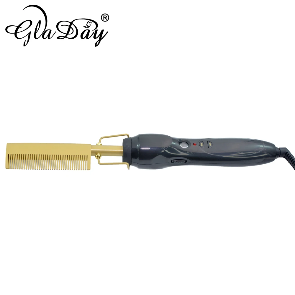 Новинка 2019 золотой выпрямитель для волос электрическая щетка быстрого