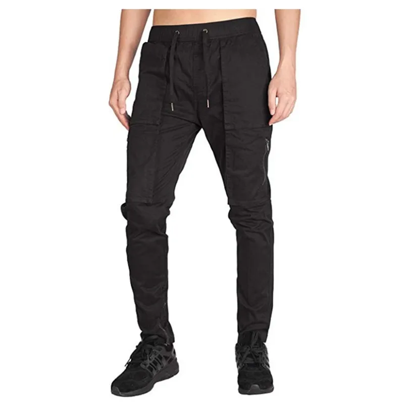 2019 прибытие брюки карго мужские карманы Твердые молнии джоггеры Homme повседневные