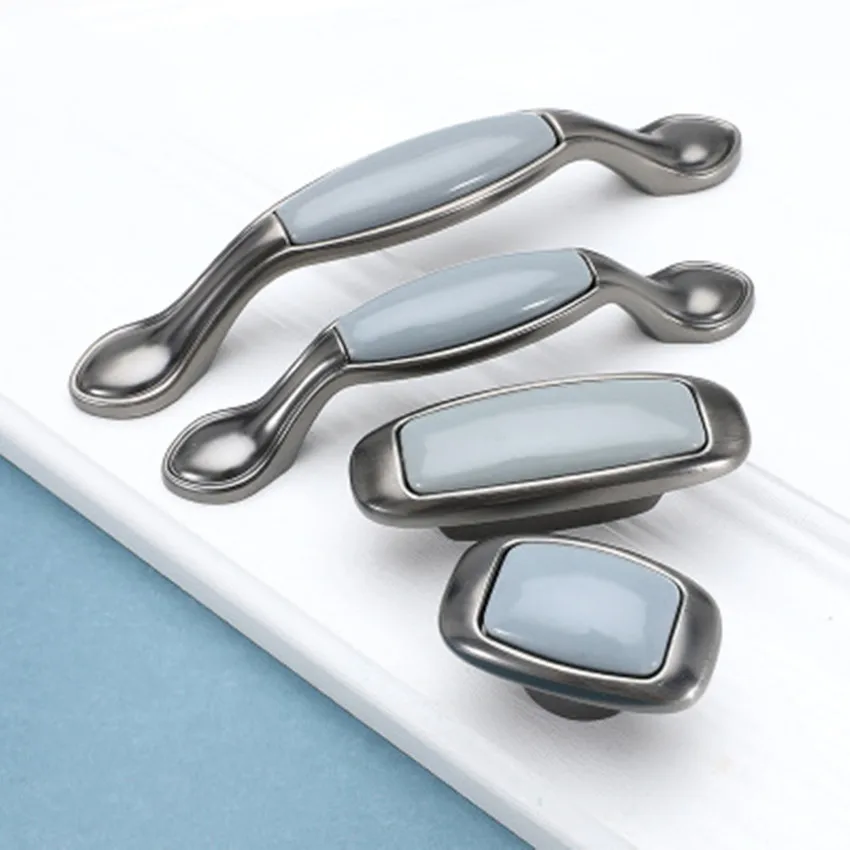

128mm modern simple fashion gary ceramic kitchen cabinet dresser door handle solid drawer tv cabinet bathroom cabinet knob pull