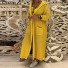 Свитер джемпер длинный кардиган вязаная куртка женское пальто с одежда оверсайз рукавом Женская туника с капюшоном