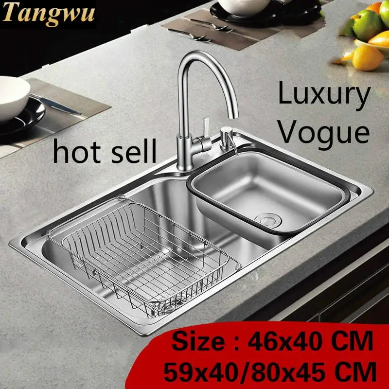 

Free shipping Standard individuality kitchen single trough sink food grade 304 stainless steel hot sell 46x40/59x40/80x45 CM