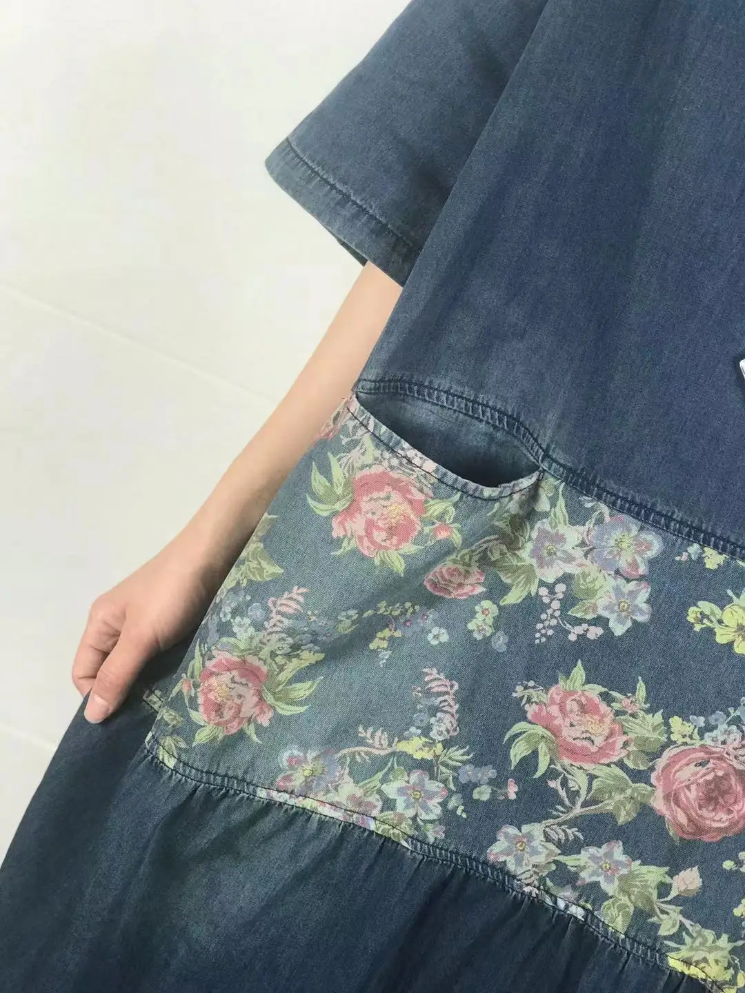 

Hooded Denim Dress Women Summer Plus size Short sleeve Party cowboy Dress Oversize Baggy Pockets Print Denim Patchwork Dresses
