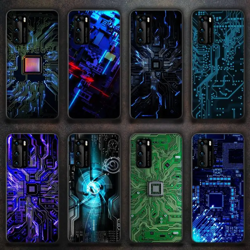 

Computer circuit board luxury Phone Case for huawei P40 pro lite P8 P9 P10 P20 P30 psmart 2019 2017 2018