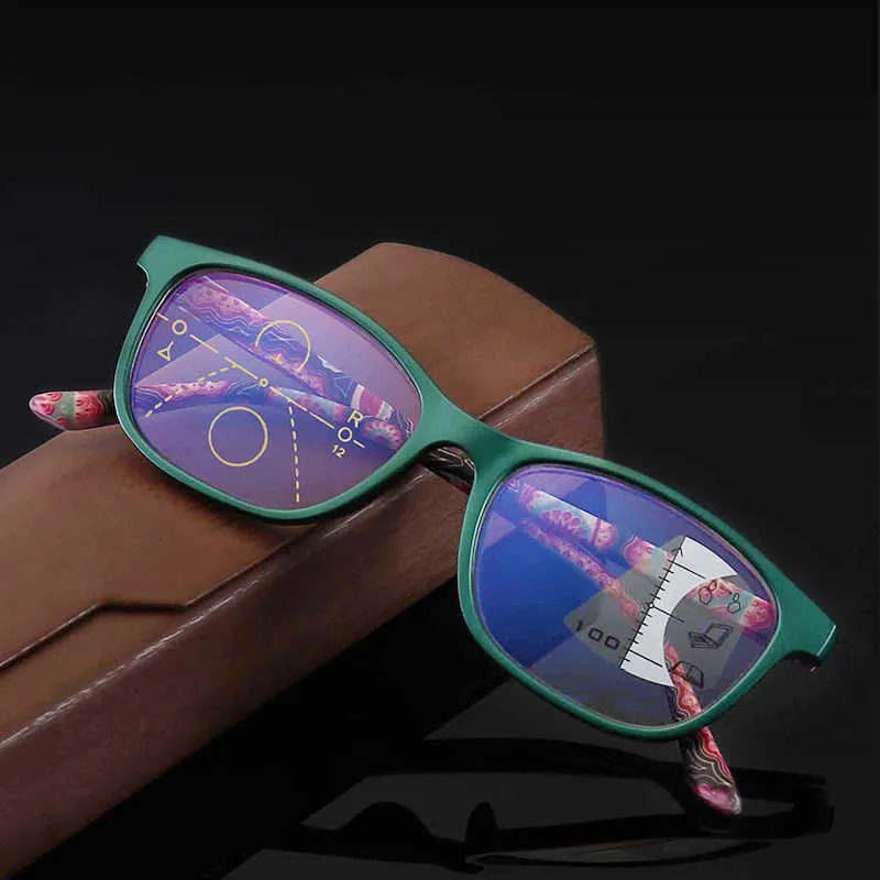 2019 многофокальные анти синий светильник очки для чтения женщин прогрессивные