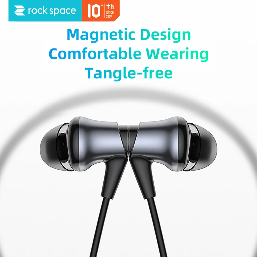 

ROCK SPACE Wireless Earphone ANC Bluetooth Headphone With Mic Active Noise Canceling Sports Earbud In Ear Canal Small Magnetic