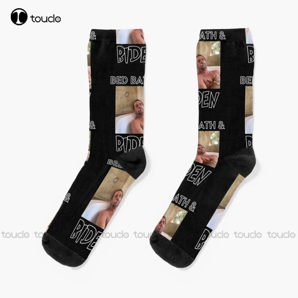

Bed Bath & (Hunter) Biden Socks White Long Socks Personalized Custom Unisex Adult Teen Youth Socks 360° Digital Print Funny Sock