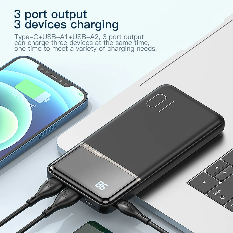 

KUULAA Power Bank 10000mAh Portable Charging PowerBank 10000 mAh USB PoverBank External Battery Charger For Xiaomi Mi 9 8 iPhone