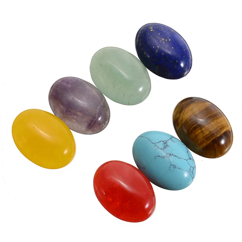 Набор из 7 цветов чакры гравированный кварц для лечения кристаллический камень