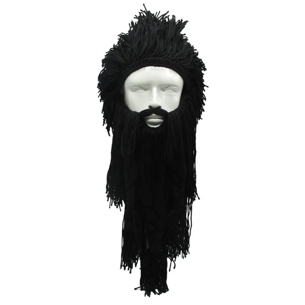 Съемная вязаная шапка с бородой Мужская цепь из нержавеющей стали на Хэллоуин