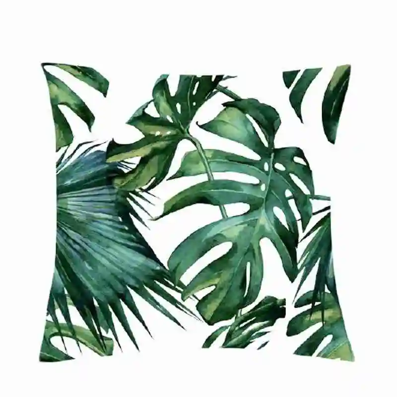 

New Green Nordic Leaves Throw Pillow Tropical Pattern Decorative Livingroom Sofa Car Cushion Cover 45x45cm Simple Pillowcase