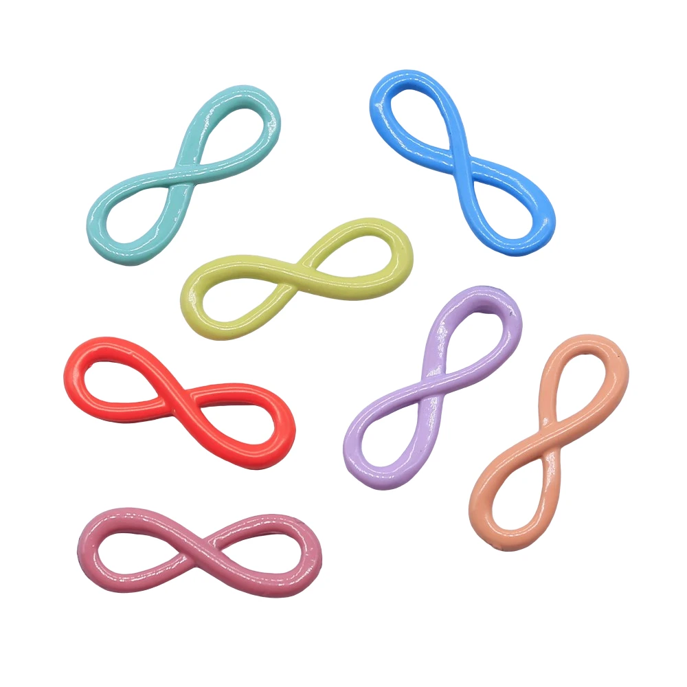 20 шт., Разноцветные Подвески в виде знака бесконечности, 22x8 мм