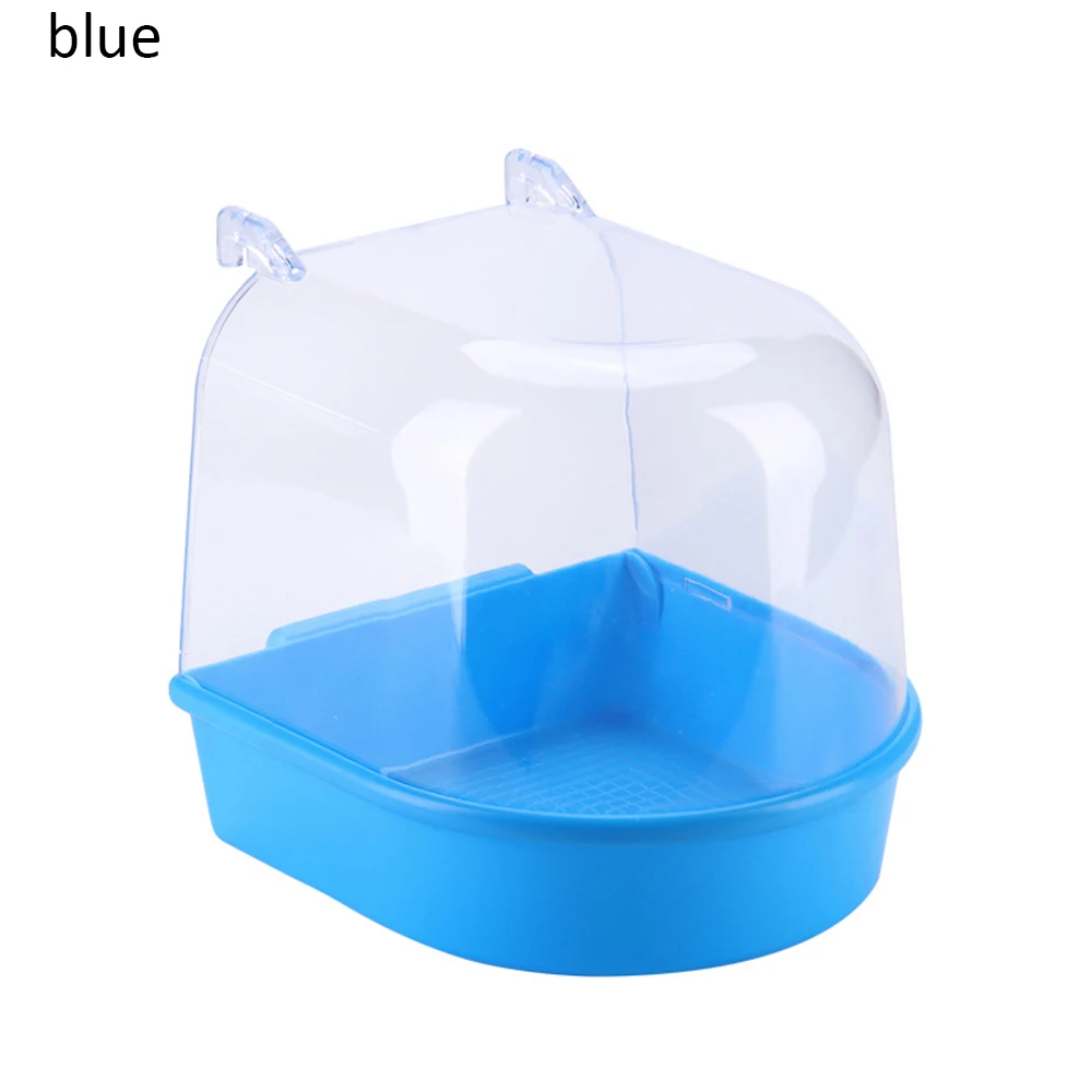 blue Ванна для птицы пластиковая водяная Ванна душевая коробка Ванна попугай для попугая Милая птица клетка для домашних животных подвесная миска попугай товары для домашних животных - Цвет: blue