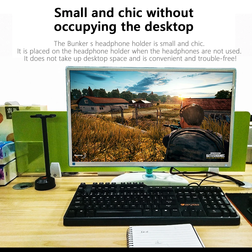 

Gaming Headphone Hanger Stand Dual USB Ports Splitter RGB Suction Cup Earphone Holder Support Bracket