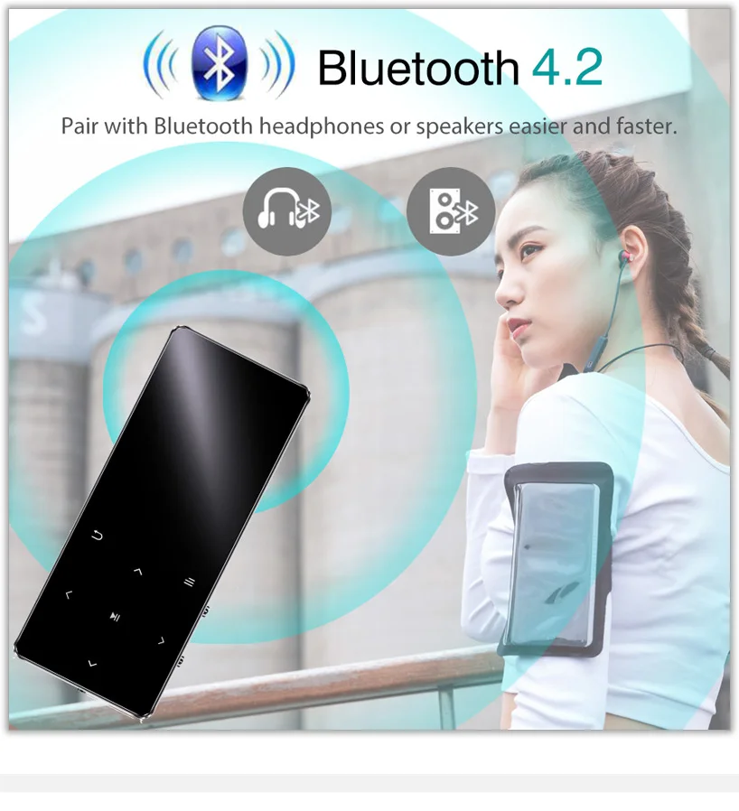 MP4 плеер с bluetooth наушники металлические наушники mp3 mp4 плеера Портативный MP4 медиа slim с 1,8 дюймов сенсорные клавиши fm Радио Видео плеер Hifi MP 4