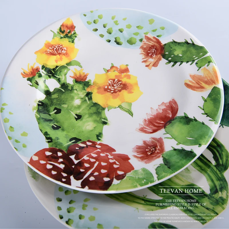 Креативная керамическая посуда FANCITY Западная обеденная тарелка с цветком