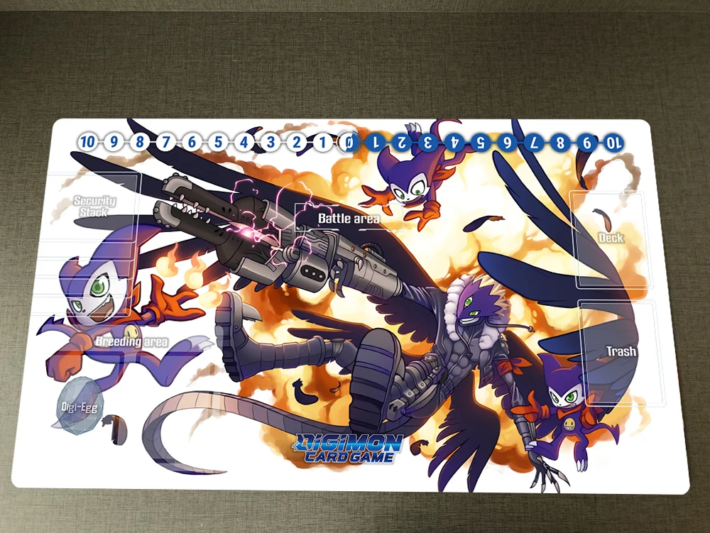 

Игровой коврик Digimon с аниме, коврик для игры в торговую карту, Impmon Beelzemon, зоны и свободная сумка, противоскользящий Настольный коврик, коврик ...