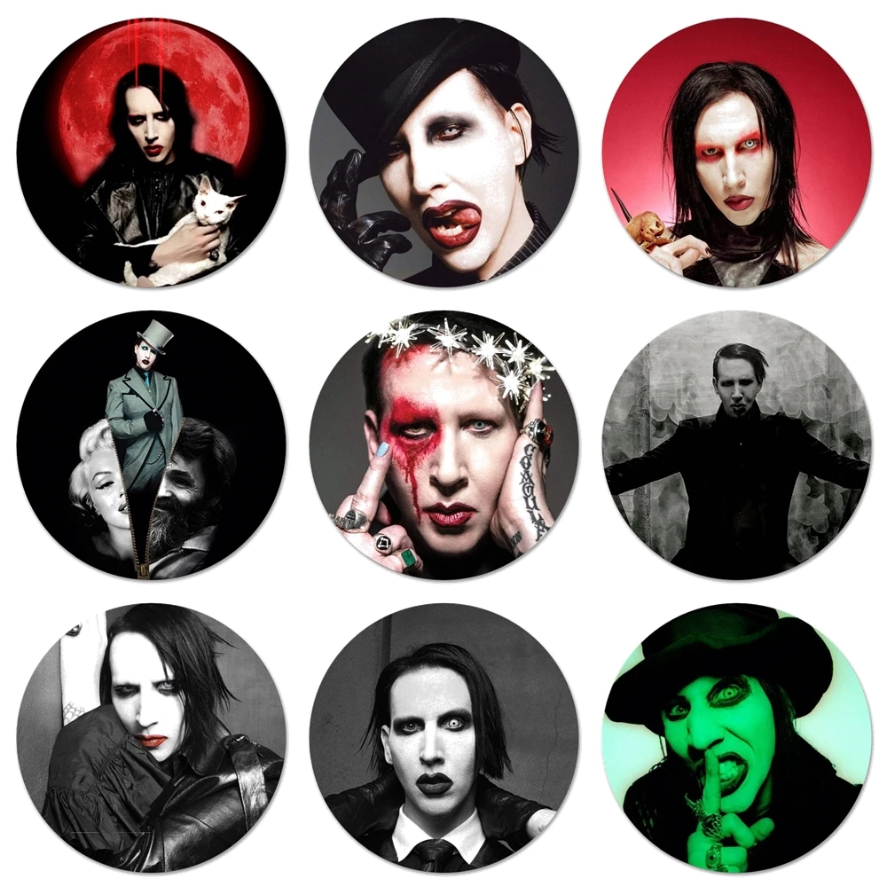 

Значки Marilyn Manson, значки, значки, металлические значки для телефона диаметром 58 мм