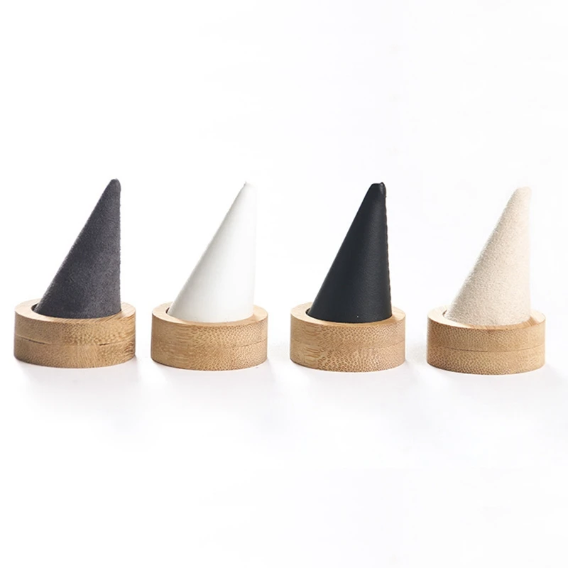 

Bamboo White Fingertip Oblique Cone Ring Display Stand Case Ring Holder Jewelry Display Stand Ring Showcase Storage