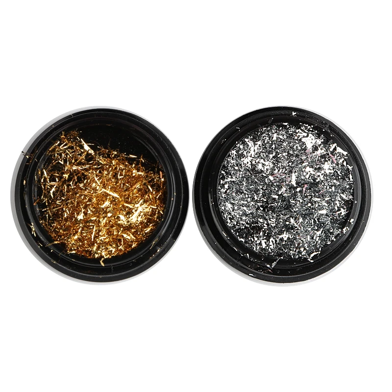 Модные золотистые и Серебристые Платиновые фотообои для дизайна ногтей 2 цветов