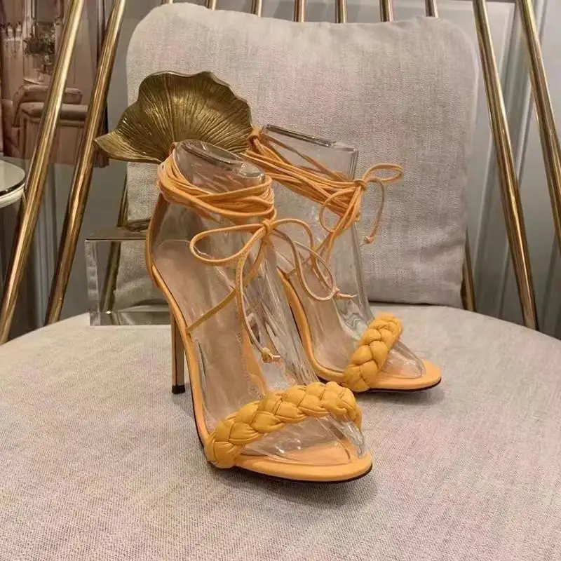 

Prowow Sandals Women Lace Up Rome Style Genuine Leather High Heels Ladies Party Sexy Shoes Luxury Brand New Design Shoes