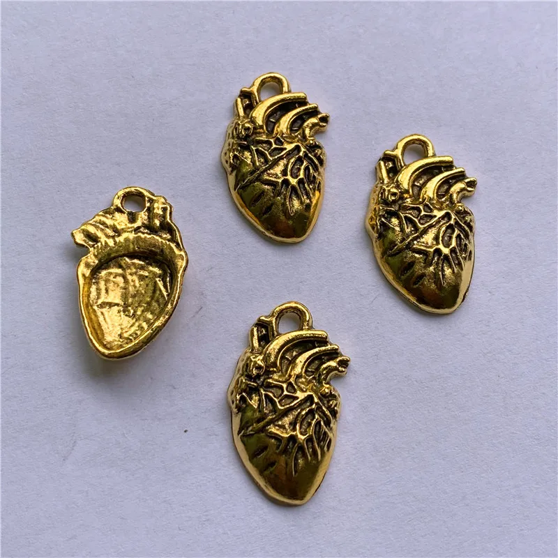

18PCS 25X16mm Human Heart Organ Charms Pendants Antique Gold Tone Jewelry Making DIY Bracelet Necklace Handmade Craft