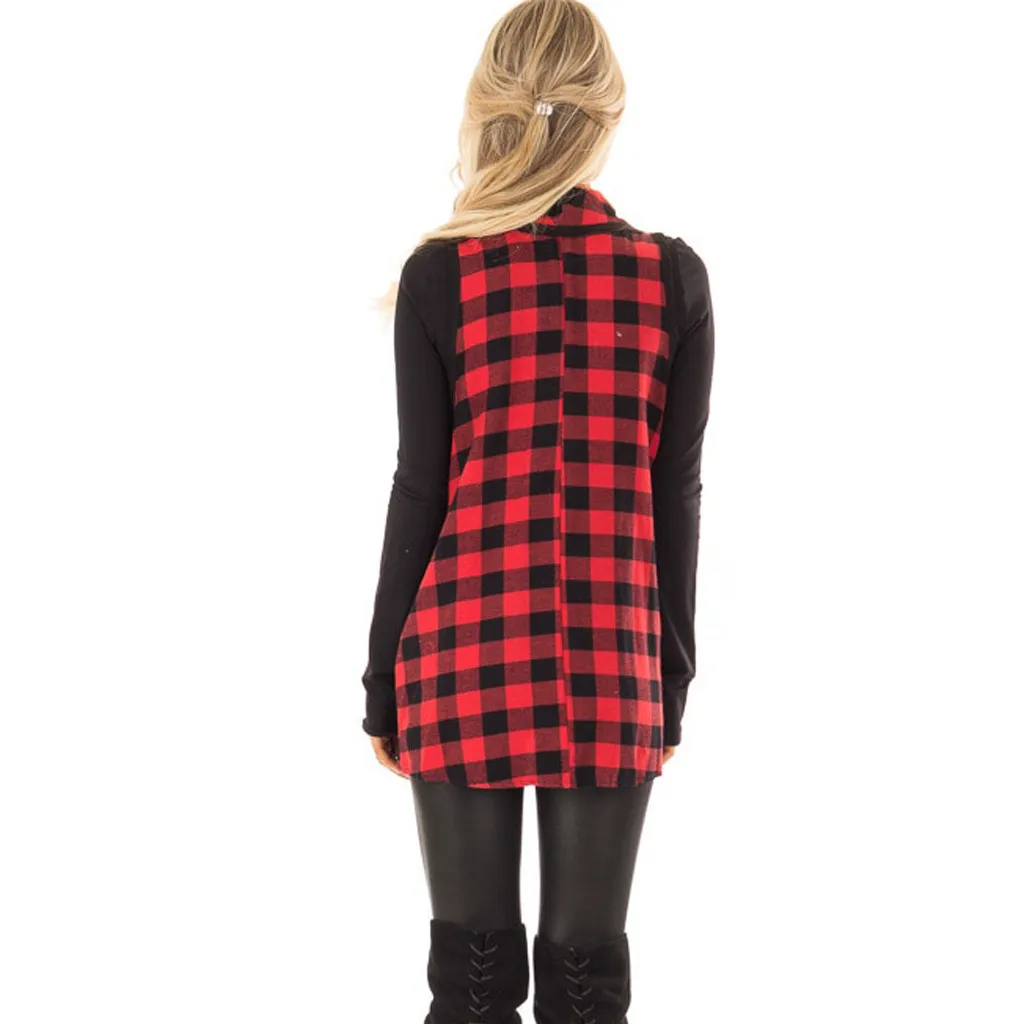 2019 осенне зимнее женское короткое пальто клетчатый жилет без рукавов мягкий