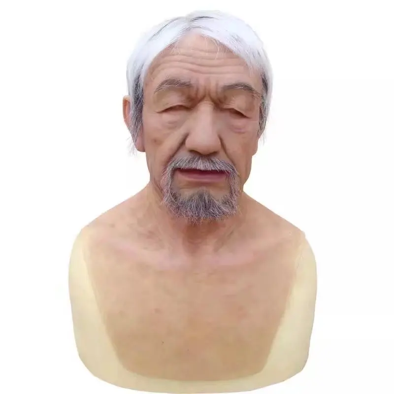 Супер Реалистичная маска для пожилых людей парик латексная волос борода