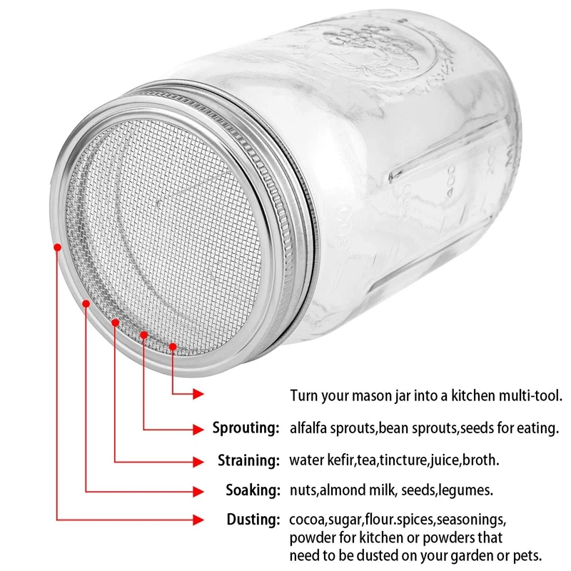 8 Упаковка нержавеющая сталь комплект крышек для банок с широким горлышком