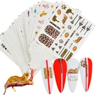 1 лист наклейки для ногтей смешанный дизайн Переводные черные цветы цветные чернила птица наклейки для дизайна ногтей DIY украшения