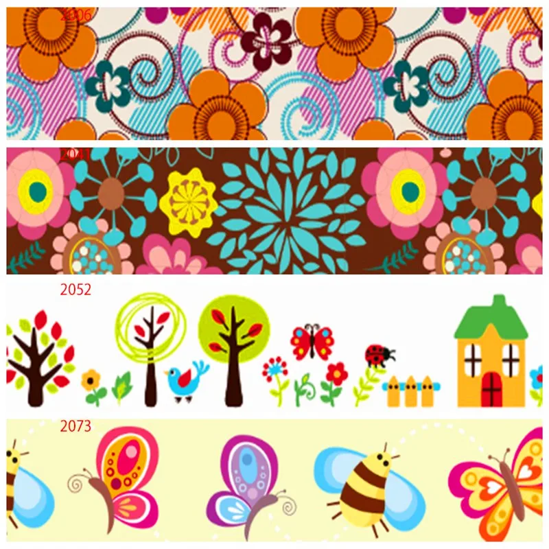 Корсажная лента из 100% полиэстера с цветочным принтом Цветочная атласная 50