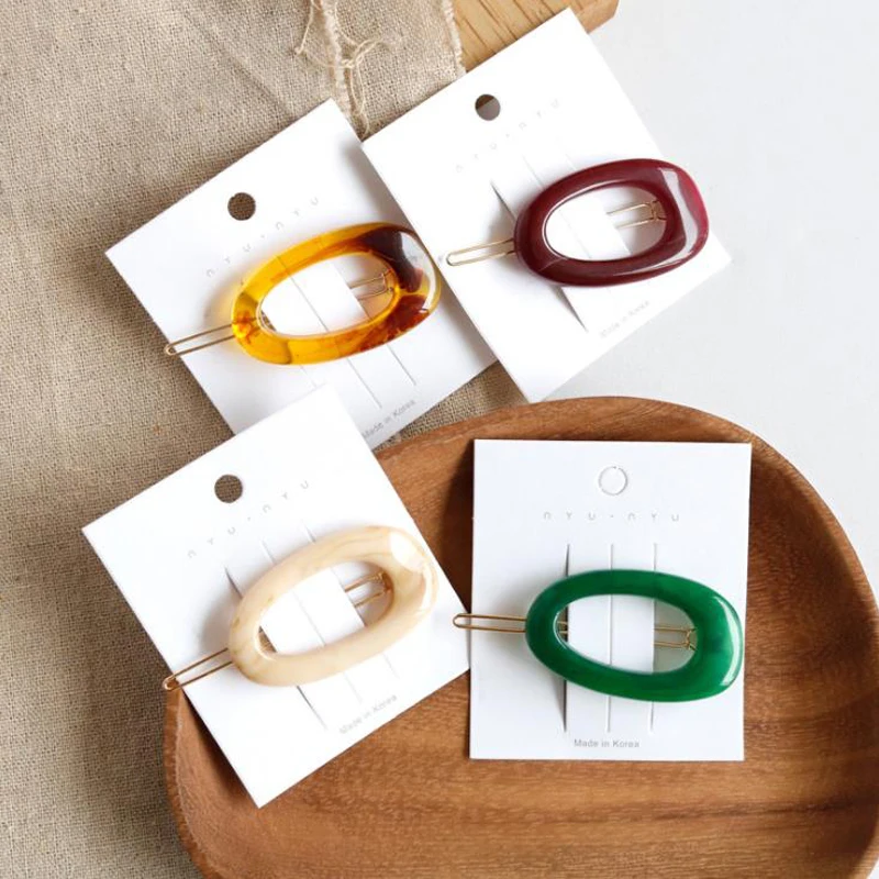 Модные женские аксессуары для волос овальные геометрические заколки акриловые