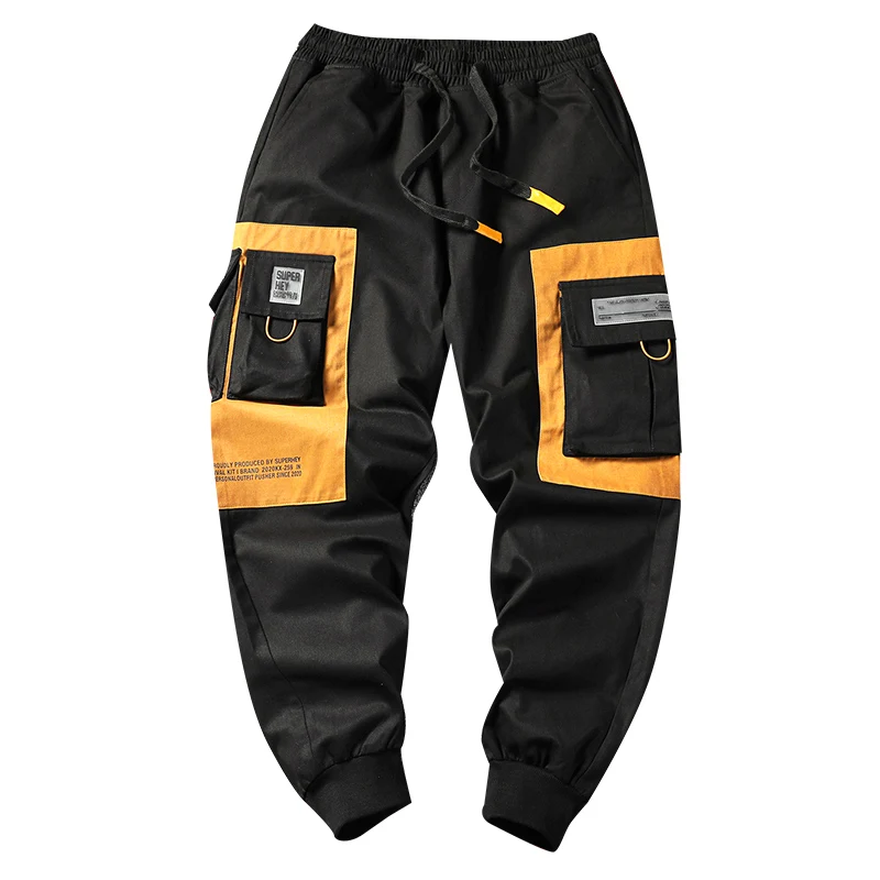 

Streetwear Cargo Pants Mens Plus Size Hip Hop Side Pocket Casual Hot Sale Loose Black Sweatpant 2021 New Hot Sale