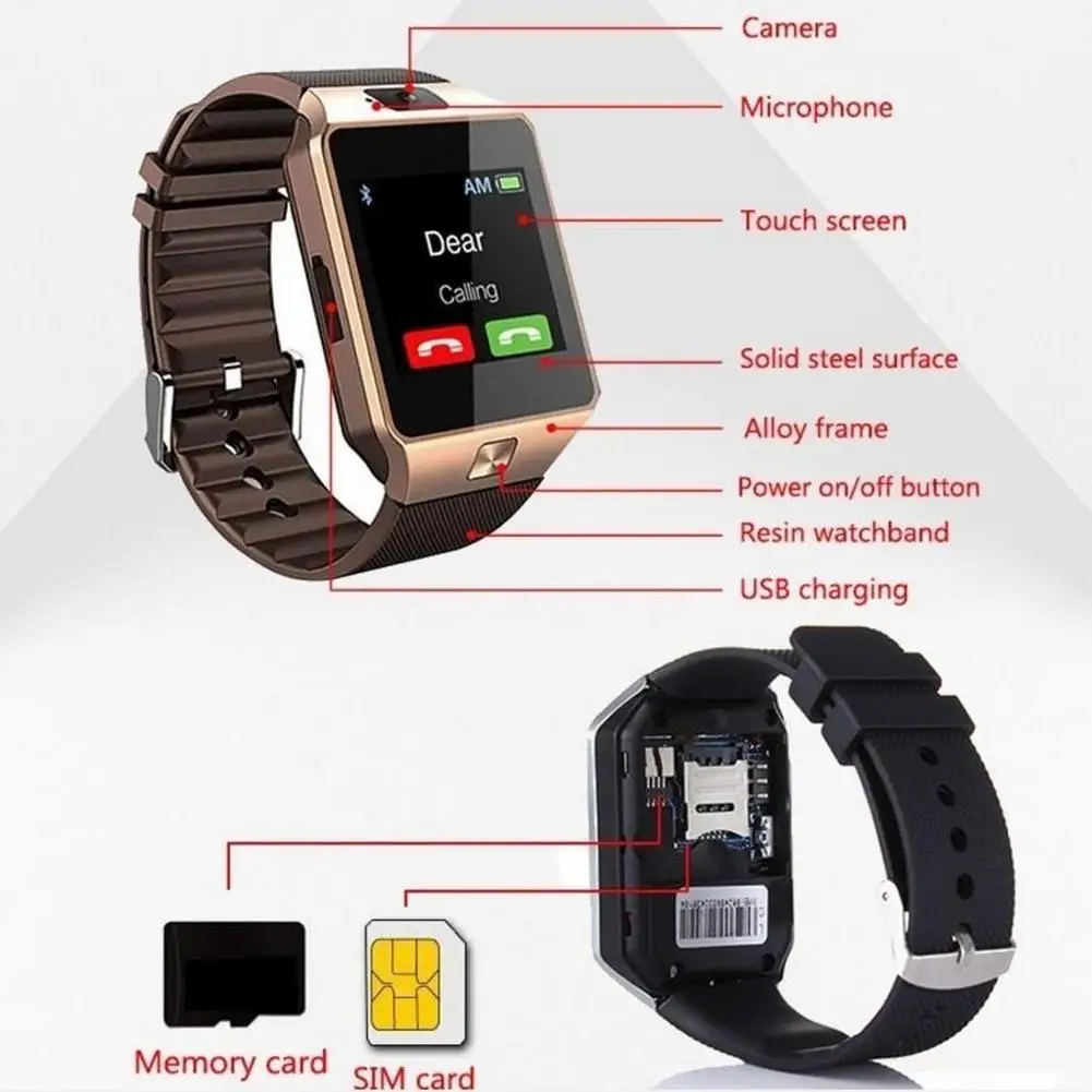 Bluetooth Смарт-часы GSM камера новая tf-карта телефон наручные часы для Android режим сна #