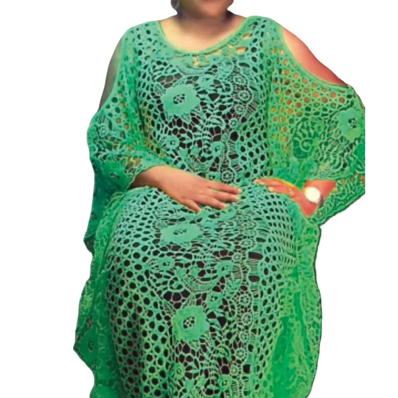 

2020 spring and summer african women o-neck lace plus size long dress