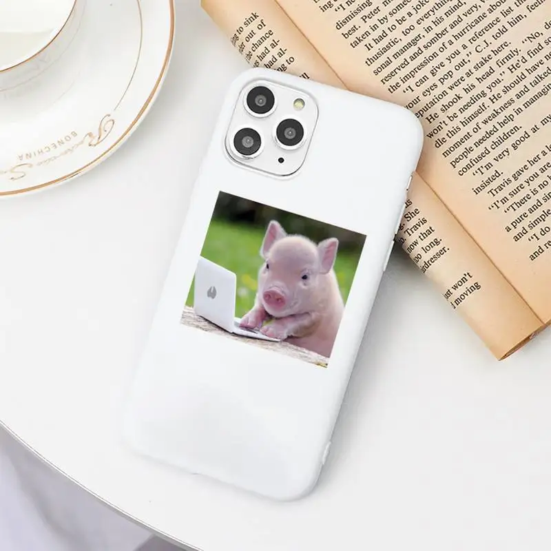 

Pet pig Cute Cartoon Phone Case Candy Color for iPhone 6 7 8 11 12 s mini pro X XS XR MAX Plus
