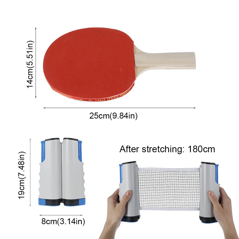 

Table Tennis Set Portable Retractable Net Ping Pong Paddle Bat Outdoor Indoor Sport Game Racket for Beginner and Advanced Player