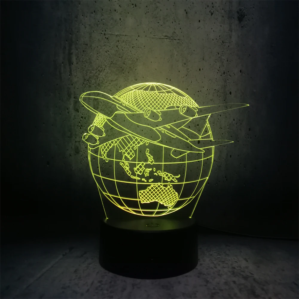 Креативный 3D USB светодиодный светильник Глобус земной план самолет Триумф небеса