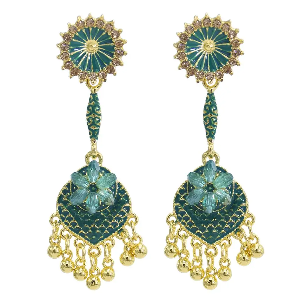2020 New Fashion Trendy Earrings Female all-match out For Women Colorful flowerswith Bells Rhinestones | Украшения и аксессуары
