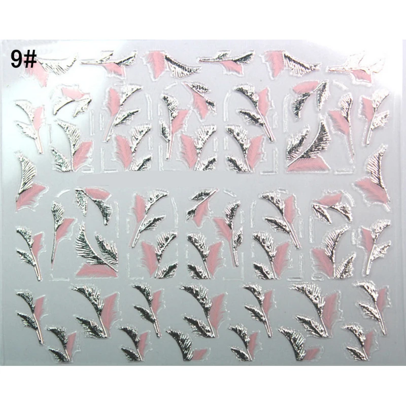 Цветок серии ногтей переводные наклейки воды Полный Обертывания розовые блестки