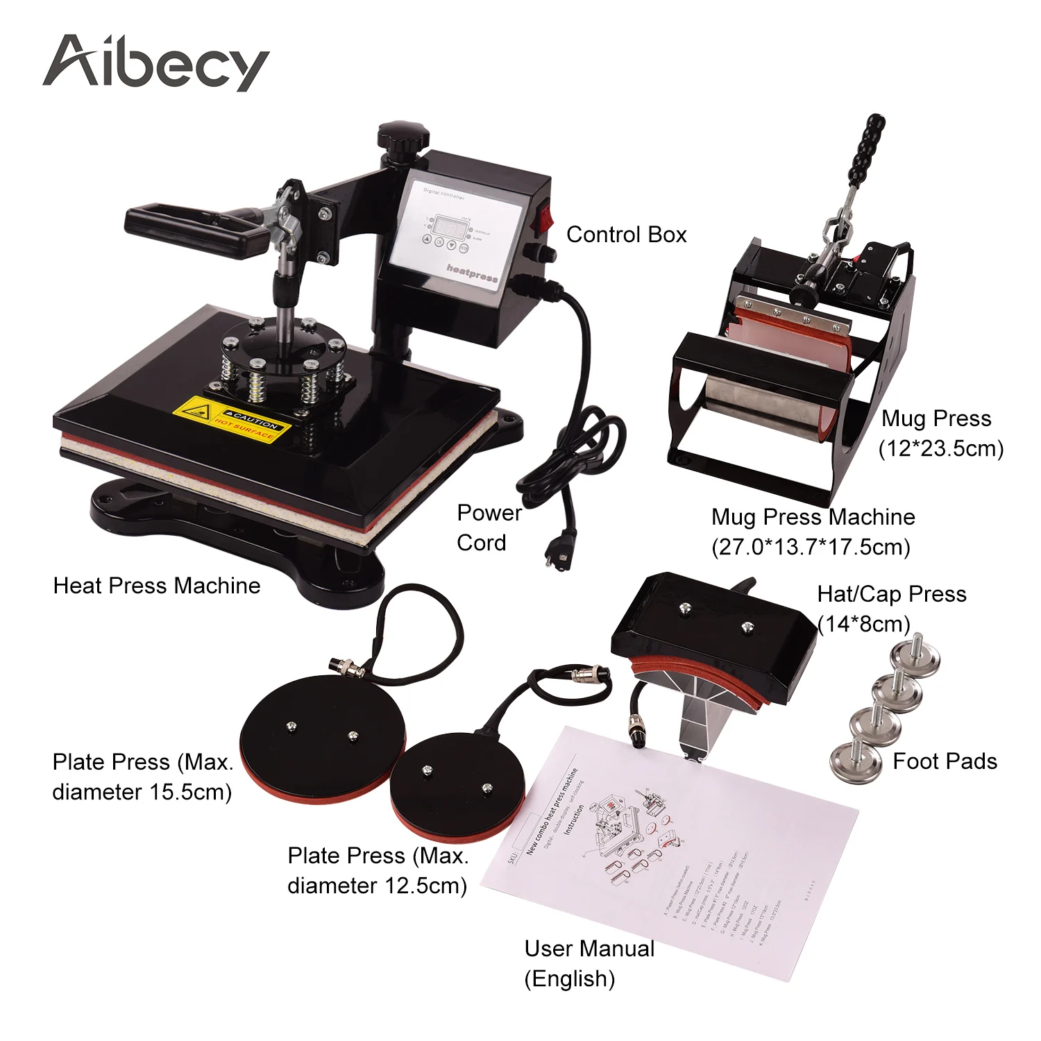 Многофункциональный термопресс Aibecy 5 в 1 машина для сублимации и передачи тепла