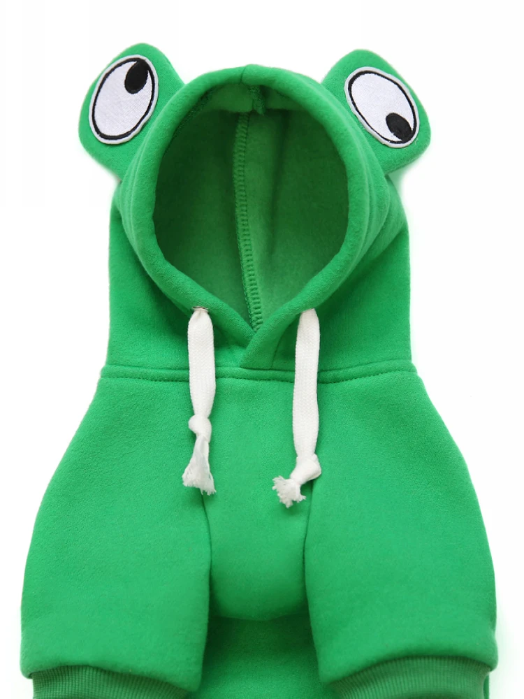 Одежда для домашних собак теплый костюм с лягушкой однотонный флисовый свитер