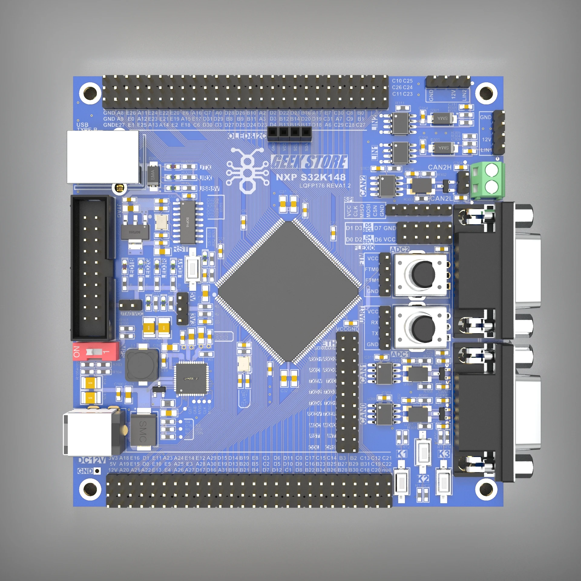 Placa de desarrollo NXP S32K148, placa de evaluaci&oacute;n, c&oacute;digo fuente de rutina, 2 v&iacute;as, LIN, 3 v&iacute;as, Ethernet-2