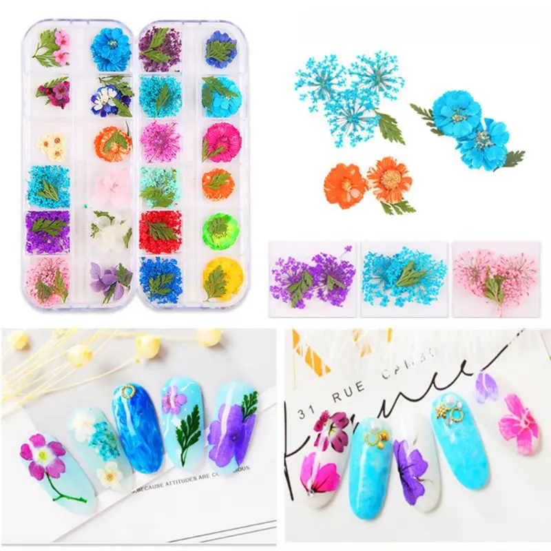 12 шт./коркор. лист с высушенными цветами из эпоксидной смолы УФ-украшение