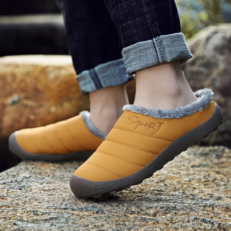 Тапочки мужские зимние домашние сланцы хлопок бархатная теплая