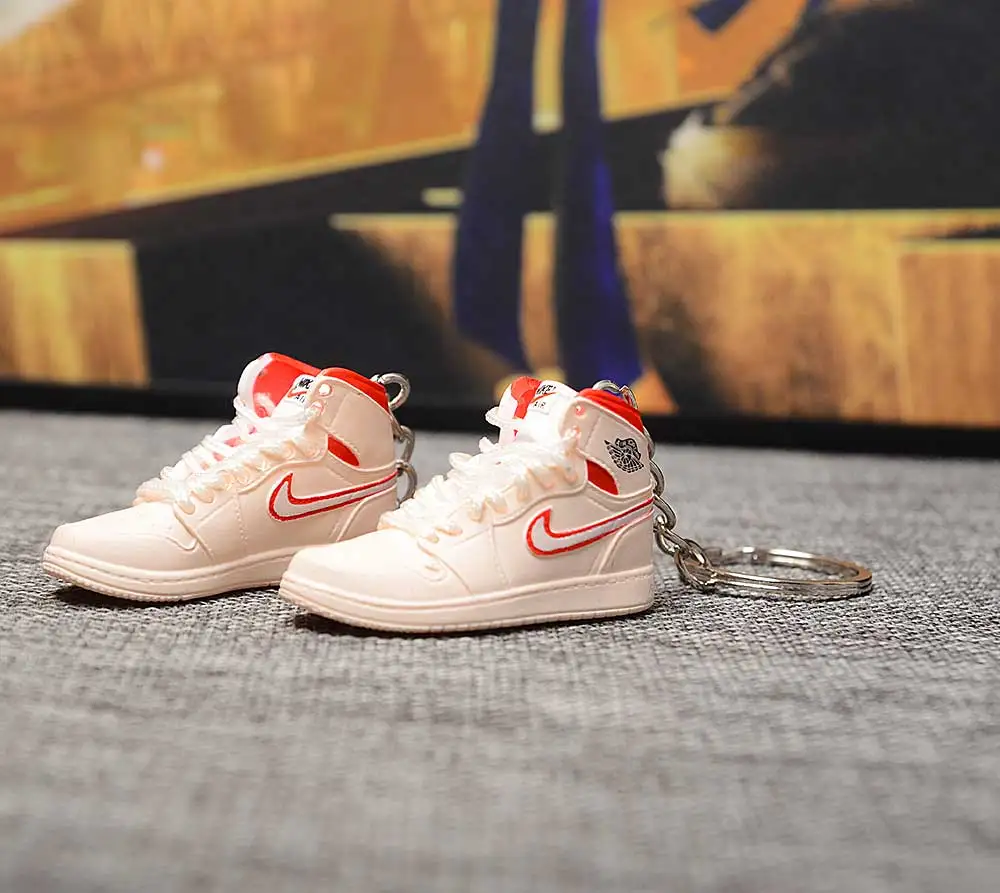 a pair w metal ring Дропшиппинг тапки обуви брелок 1 3D мини-кроссовки "OW CHICAGO" Спортивная обувь тапки брелки - Цвет: a pair w metal ring